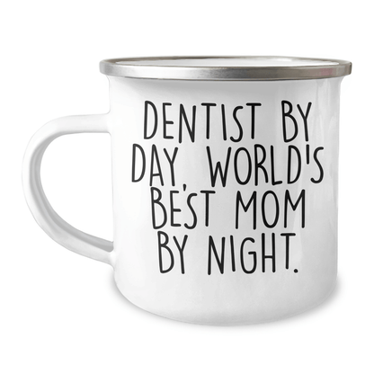 Dentist Humor Gifts from Mom - World's Best Dentist By Day, Camping Mug for Father's Day - Victory Thru Vision 