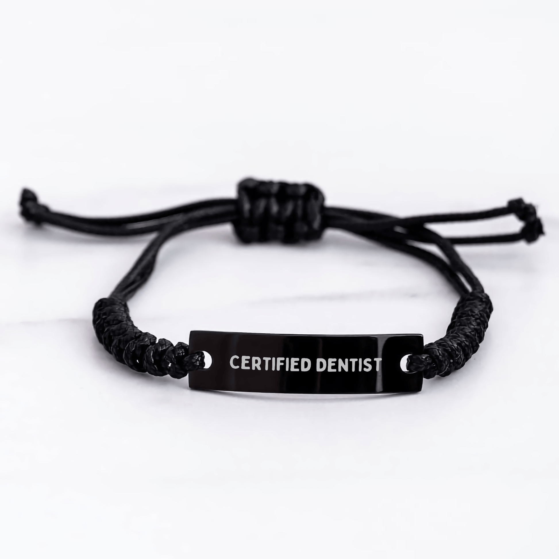 Dentist Rope Bracelet Gifts from Men to Women, Funny Quote, Adjustable Black Stainless Steel Rope Gift for Mother's Day - Victory Thru Vision 