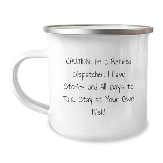 Dispatcher Humor Camping Mug, Funny Cauliflower - Warning Gifts from Friends to Dispatcher, 12 oz Stainless Steel with Enamel Finish - Victory Thru Vision