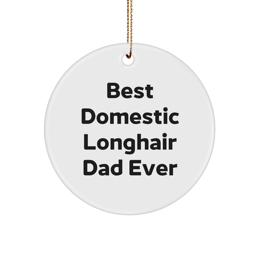 Domestic Longhair Cat Dad Gifts, Best Domestic Longhair Dad Ever Circle Ornament, Christmas Unique Gifts from Men to Friends - Victory Thru Vision 