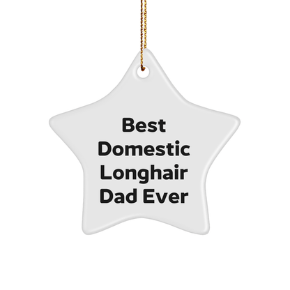 Domestic Longhair Cat Dad, Star Ornament Christmas Unique Gift, Best Domestic Longhair Dad Ever, Gifts from Friends, Gifts for Domestic Longhair Cat - Victory Thru Vision 