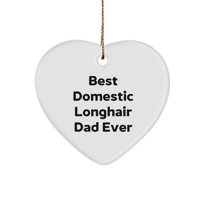 Domestic Longhair Cat Heart Ornament Gifts from Men to Best Domestic Longhair Dad Ever, Funny Heart Ornament for Christmas - Victory Thru Vision 