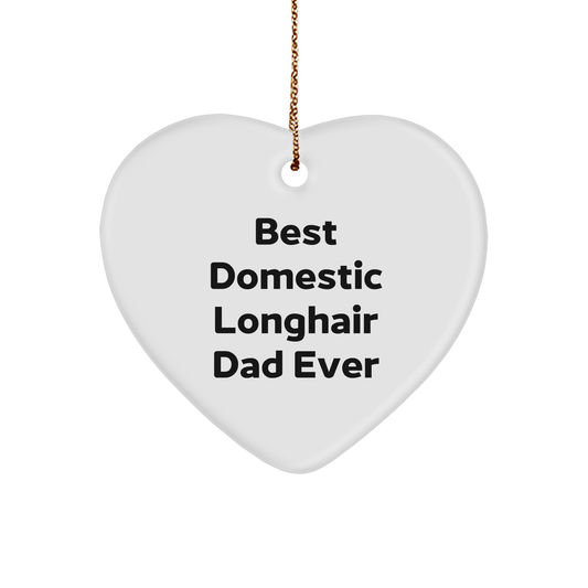 Domestic Longhair Cat Heart Ornament Gifts from Men to Best Domestic Longhair Dad Ever, Funny Heart Ornament for Christmas - Victory Thru Vision 