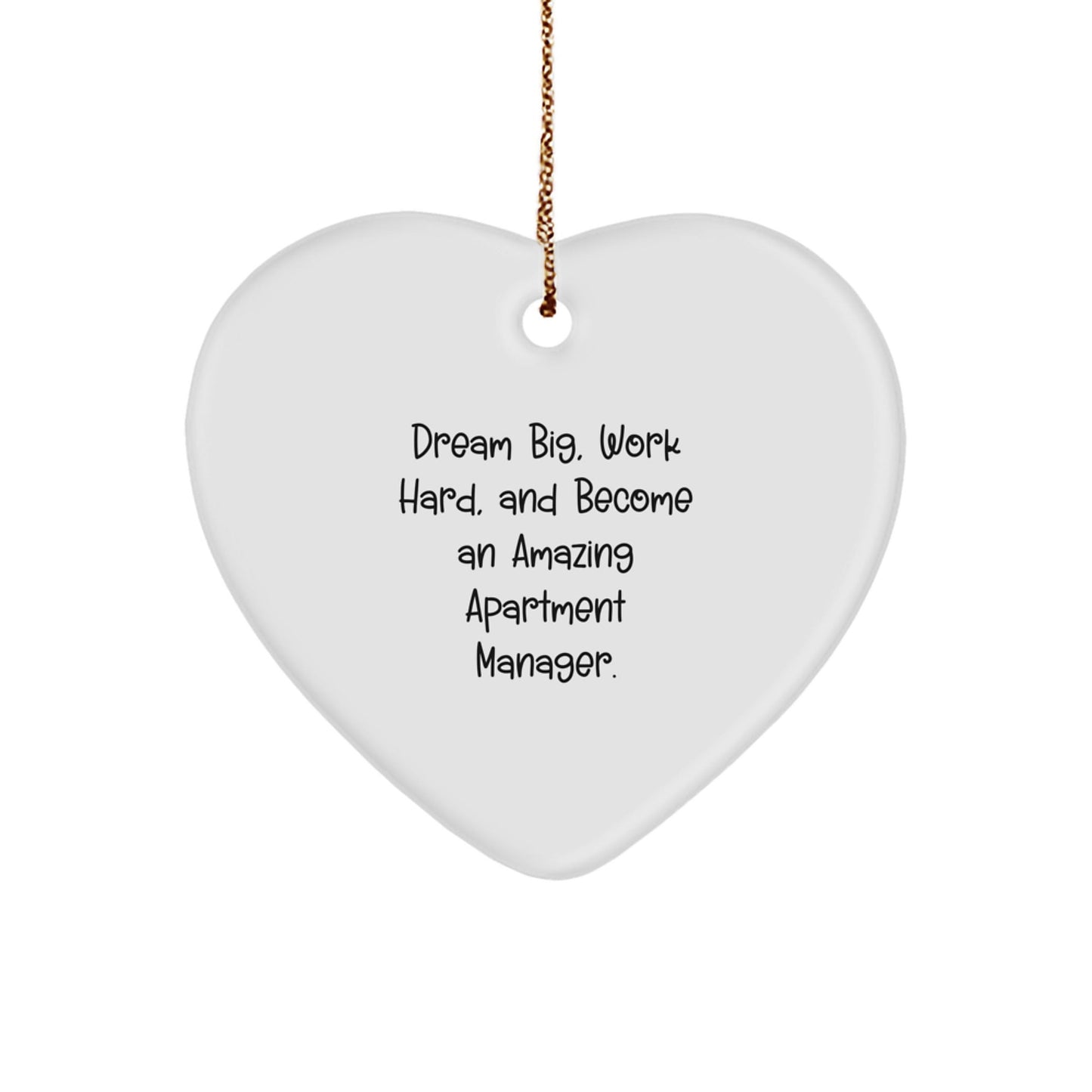 Dream Big Gifts for Apartment Managers - Inspirational Heart Ornament for Christmas - 'Work Hard' Quote Gifts from Friends - Victory Thru Vision