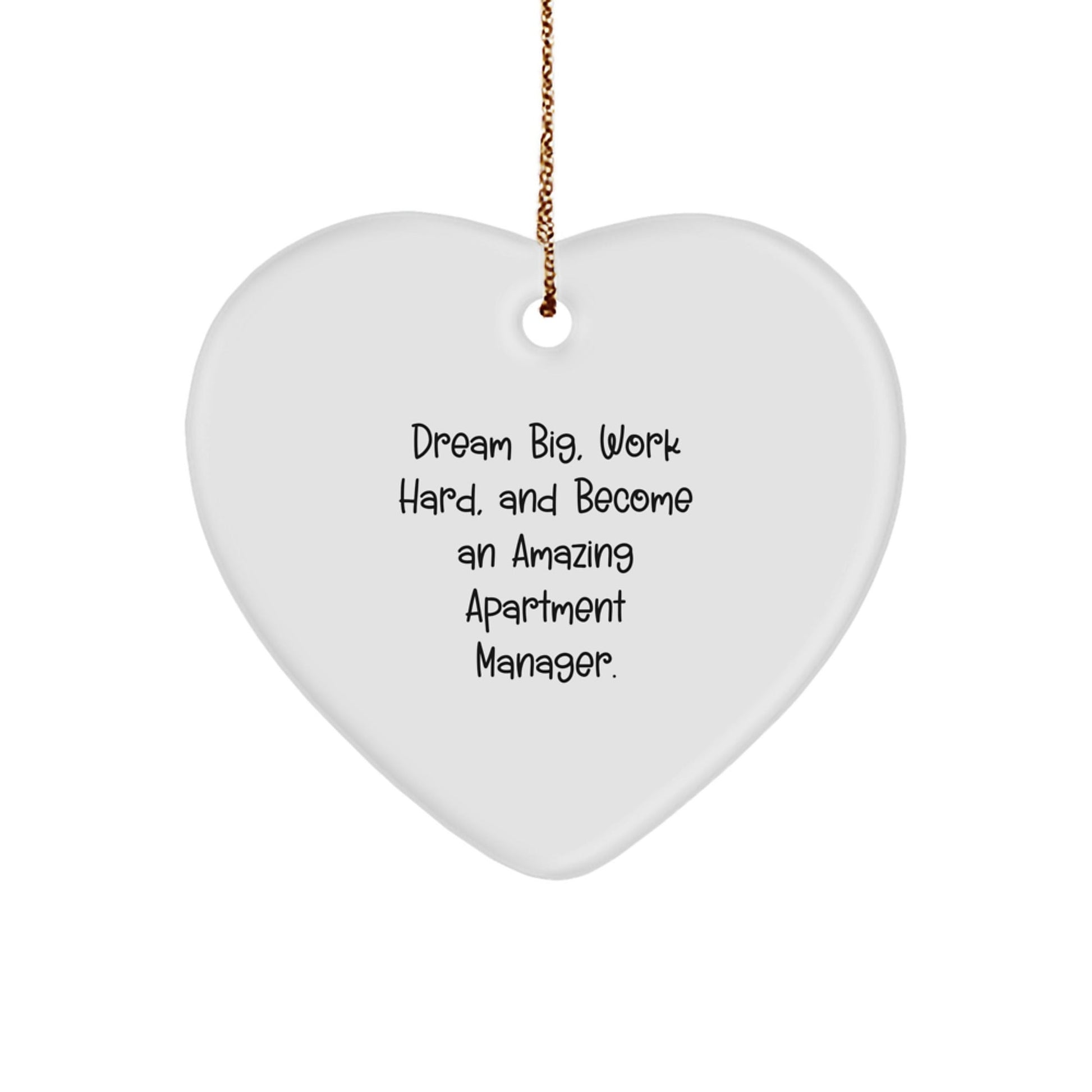 Dream Big Gifts for Apartment Managers - Inspirational Heart Ornament for Christmas - 'Work Hard' Quote Gifts from Friends - Victory Thru Vision