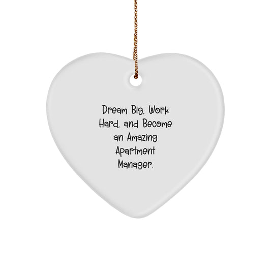 Dream Big Gifts for Apartment Managers - Inspirational Heart Ornament for Christmas - 'Work Hard' Quote Gifts from Friends - Victory Thru Vision