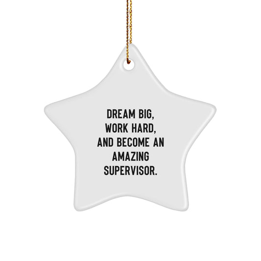 Dream Big Gifts for Supervisor - Star Ornament with Inspirational Quote - Gifts from Men for Christmas Unique Gifts - Victory Thru Vision