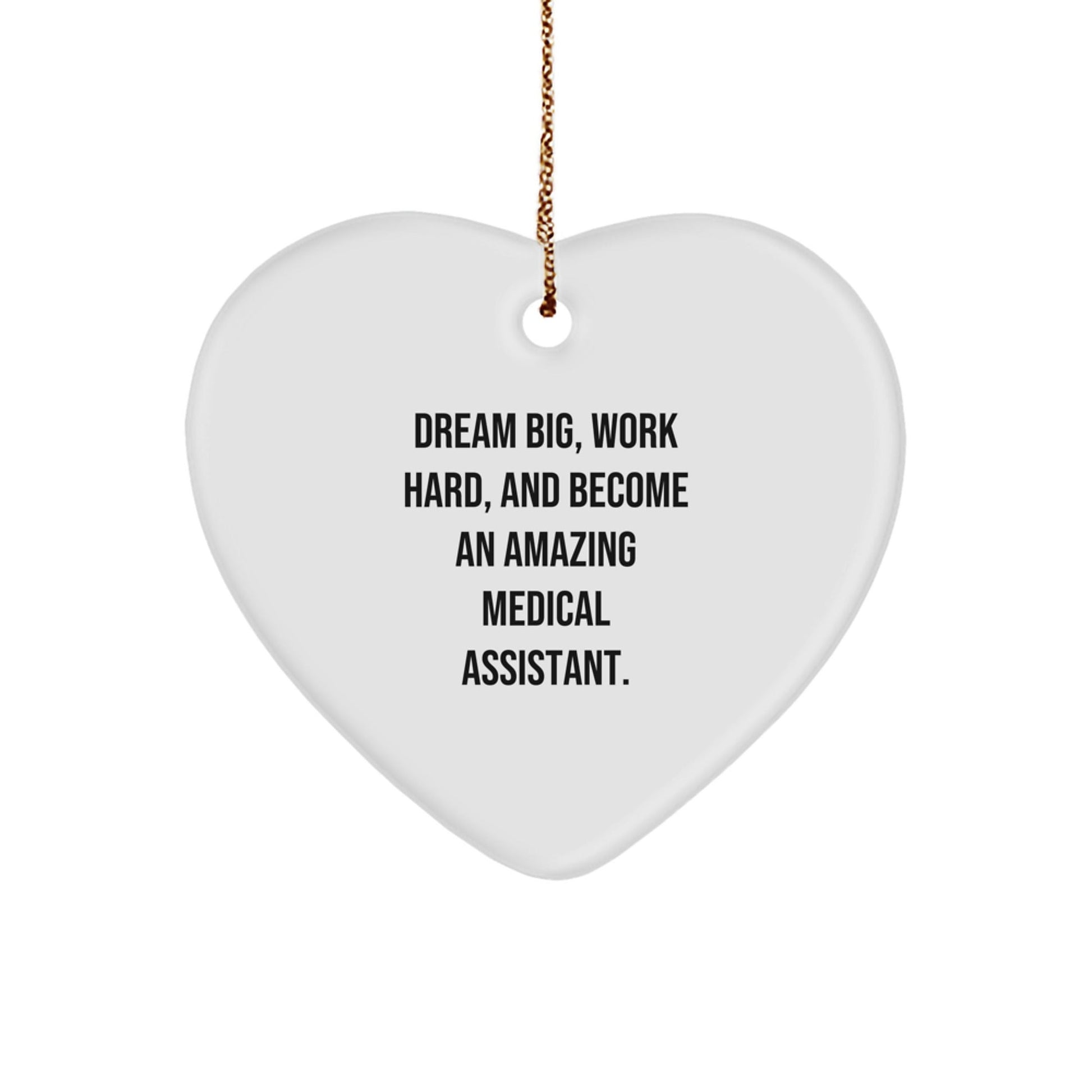 Dream Big Medical Assistants Gifts for Christmas - Heart Ornament with Inspirational Quote, Gifts from Friends to Family - Victory Thru Vision