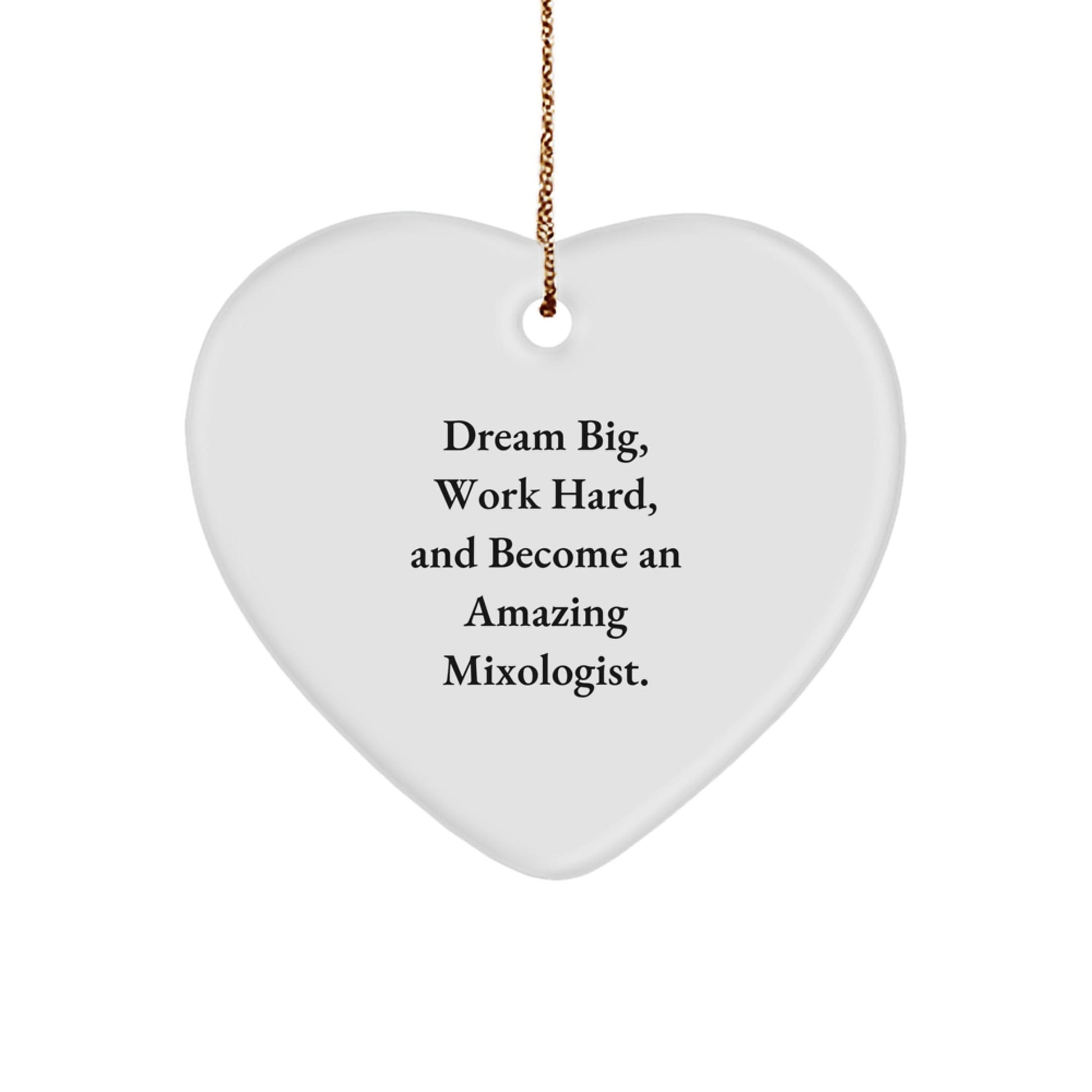Dream Big, Work Hard, and Become an Amazing Mixologist Gifts from Friends, Family, and Coworkers for Christmas Unique Heart Ornaments for Mixologists - Victory Thru Vision