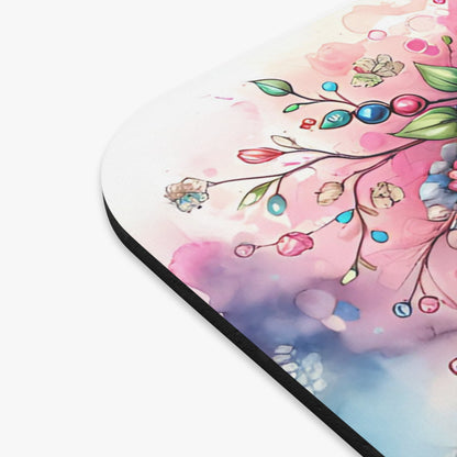 Dreamcatcher With Flowers Mouse Pad, Floral Mousepad, Desk Accessories, Boho Office Decor, Computer Mouse Mat - Victory Thru Vision 