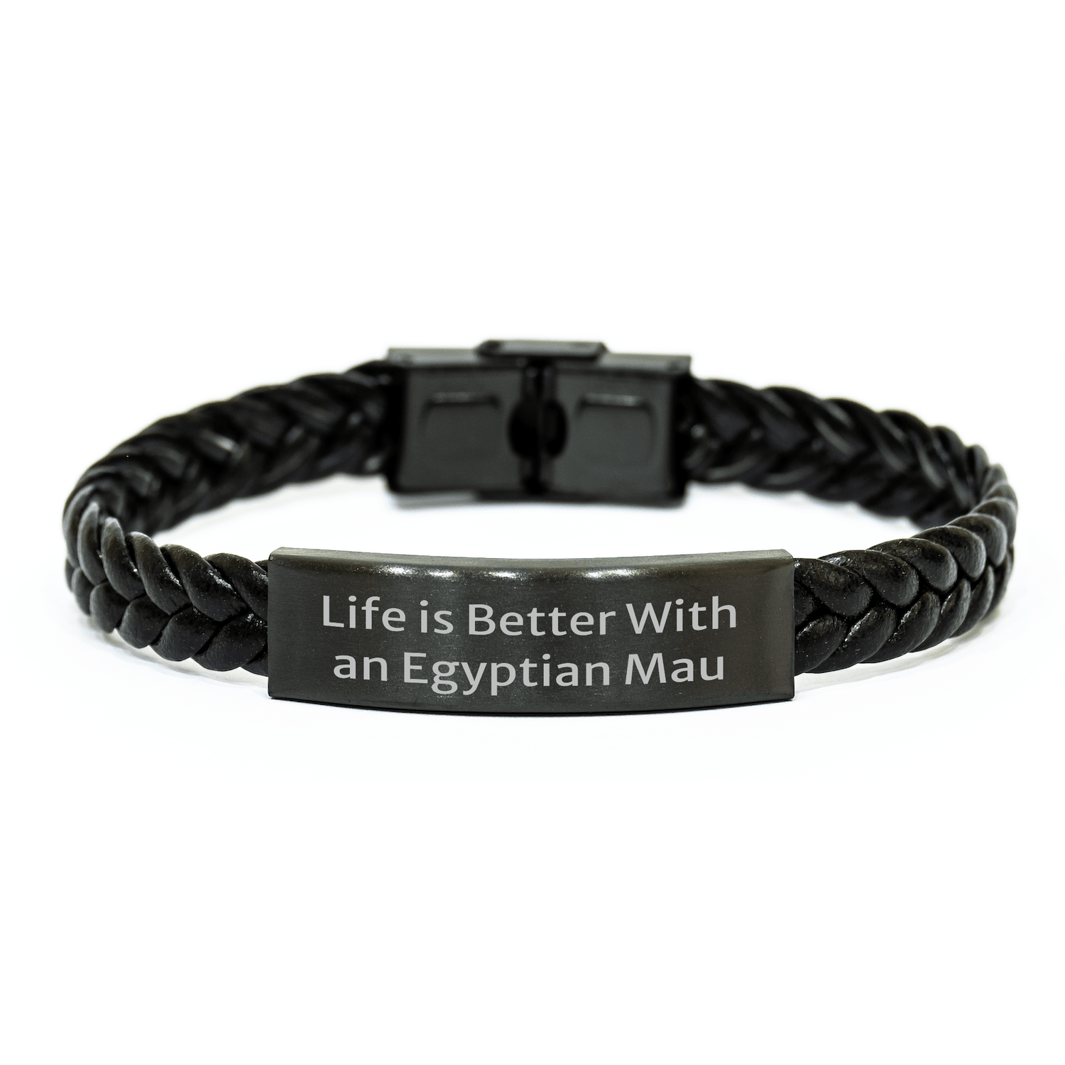 Egyptian Mau Cat Lovers Gift, Life Is Better With An Egyptian Mau, Interlaced Leather Bracelet for Men, Unique Father's Day Unique Gifts from Family to Friends - Victory Thru Vision