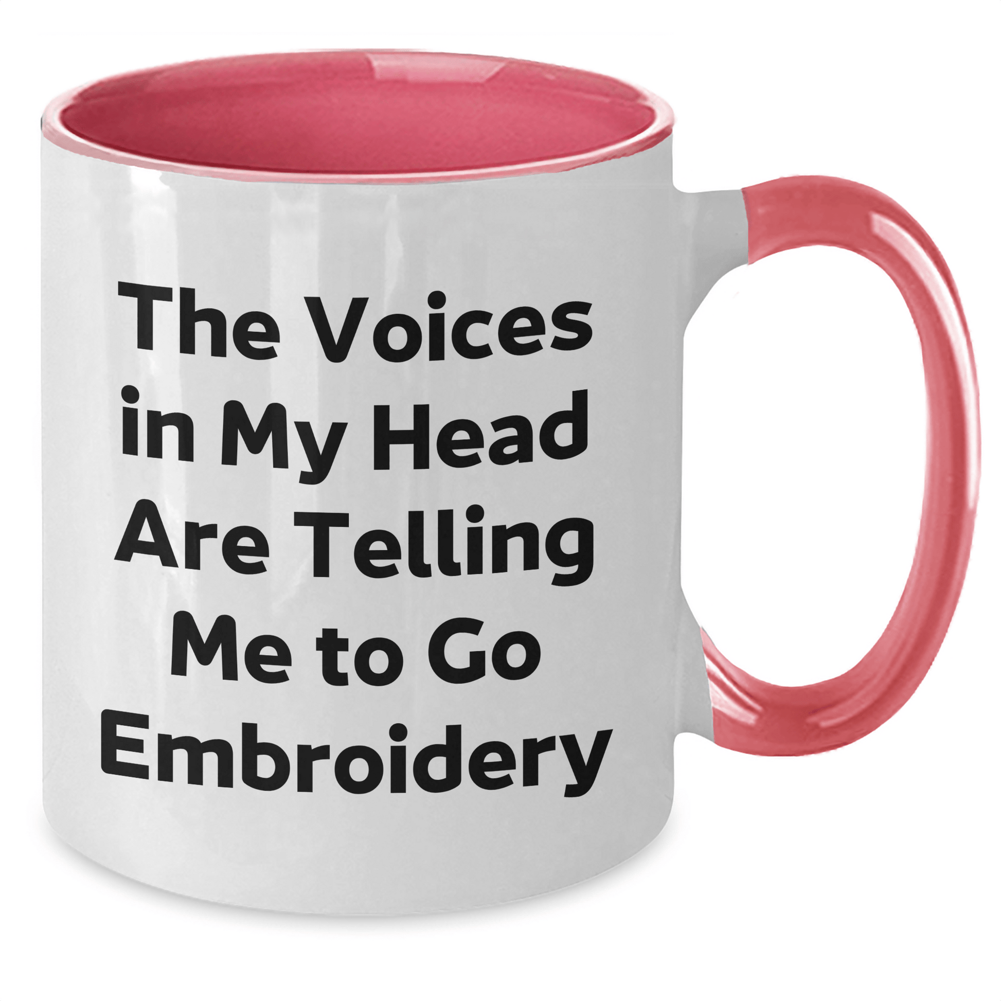 Embroidery Voices Funny Two Tone Coffee Mugs Gifts for Embroidery Lovers, Graduation Unique Gifts from Friends, Family, Coworkers, Men, Women - Victory Thru Vision