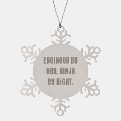 Engineer Gifts from Men for Engineer By Day, Ninja By Night. Snowflake Ornament, Christmas Unique Snowflake Ornaments for Engineers, Men, Friends and Family - Victory Thru Vision 