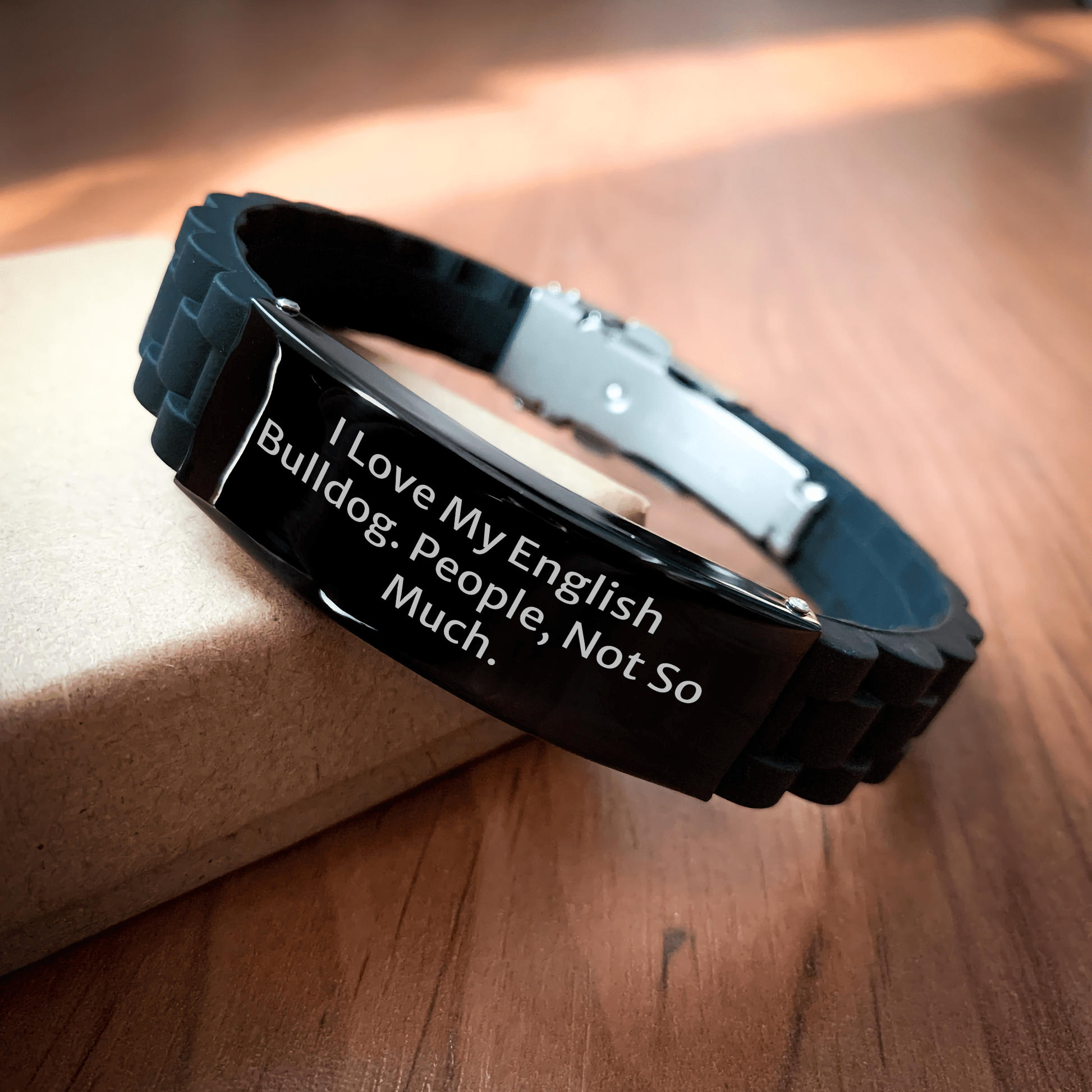 English Bulldog Lovers' Funny Quote Glide lock Clasp Bracelet, Gifts from Men to English Bulldog Owners for Father's Day - Victory Thru Vision 
