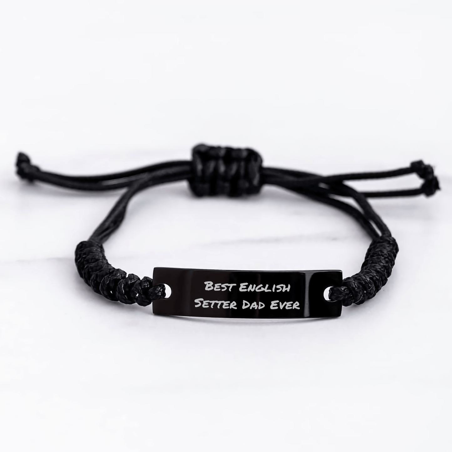 English Setter Dog Dad Gifts Funny Rope Bracelets from Men to Best English Setter Lover Ever, Adjustable Black Stainless Steel with Interlaced Rope for Father's Day - Victory Thru Vision 