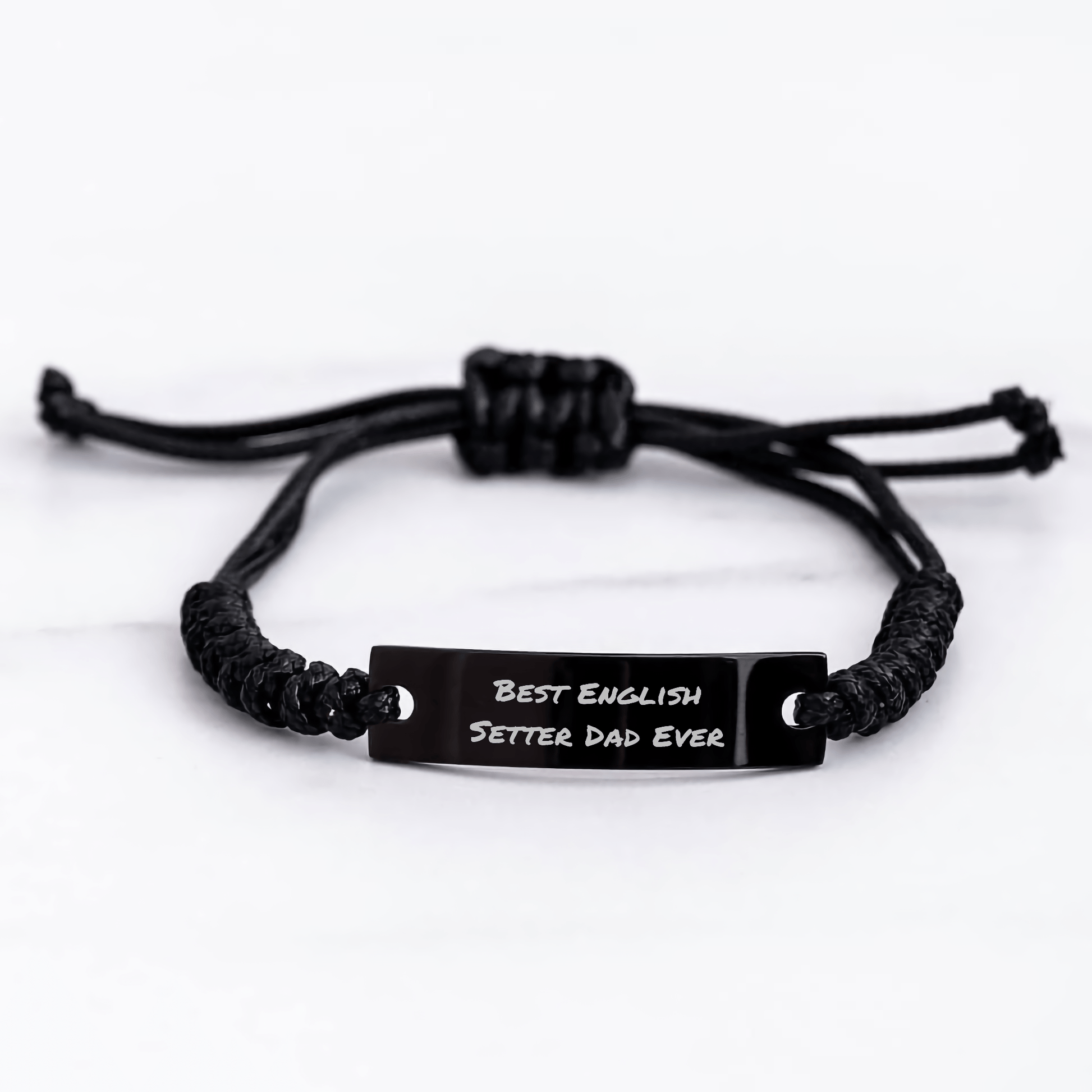 English Setter Dog Dad Gifts Funny Rope Bracelets from Men to Best English Setter Lover Ever, Adjustable Black Stainless Steel with Interlaced Rope for Father's Day - Victory Thru Vision 