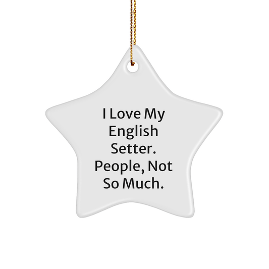 English Setter Dog Lovers Gifts from Family, Unique Christmas Star Ornament, 'I Love My English Setter. People, Not So Much.' - Victory Thru Vision 