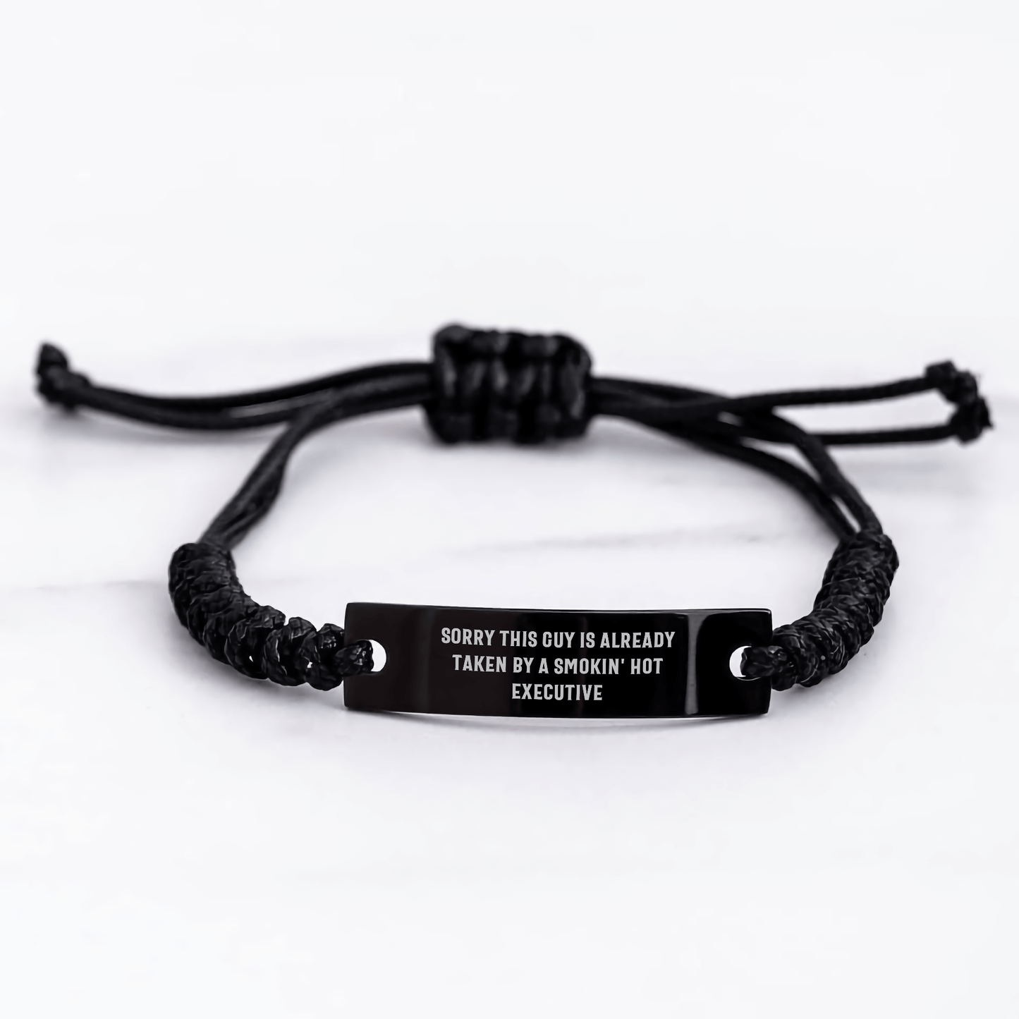 Executive Gifts from Coworkers, Funny Quote Rope Bracelet for Men, Adjustable Black Stainless Steel with Interlaced Rope, Perfect Graduation Unique Gifts for Executives - Victory Thru Vision 