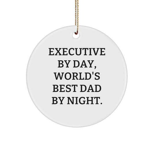 Executive Gifts Funny Circle Ornament 'By Day, World's Best Dad By Night' for Men from Family - Victory Thru Vision 