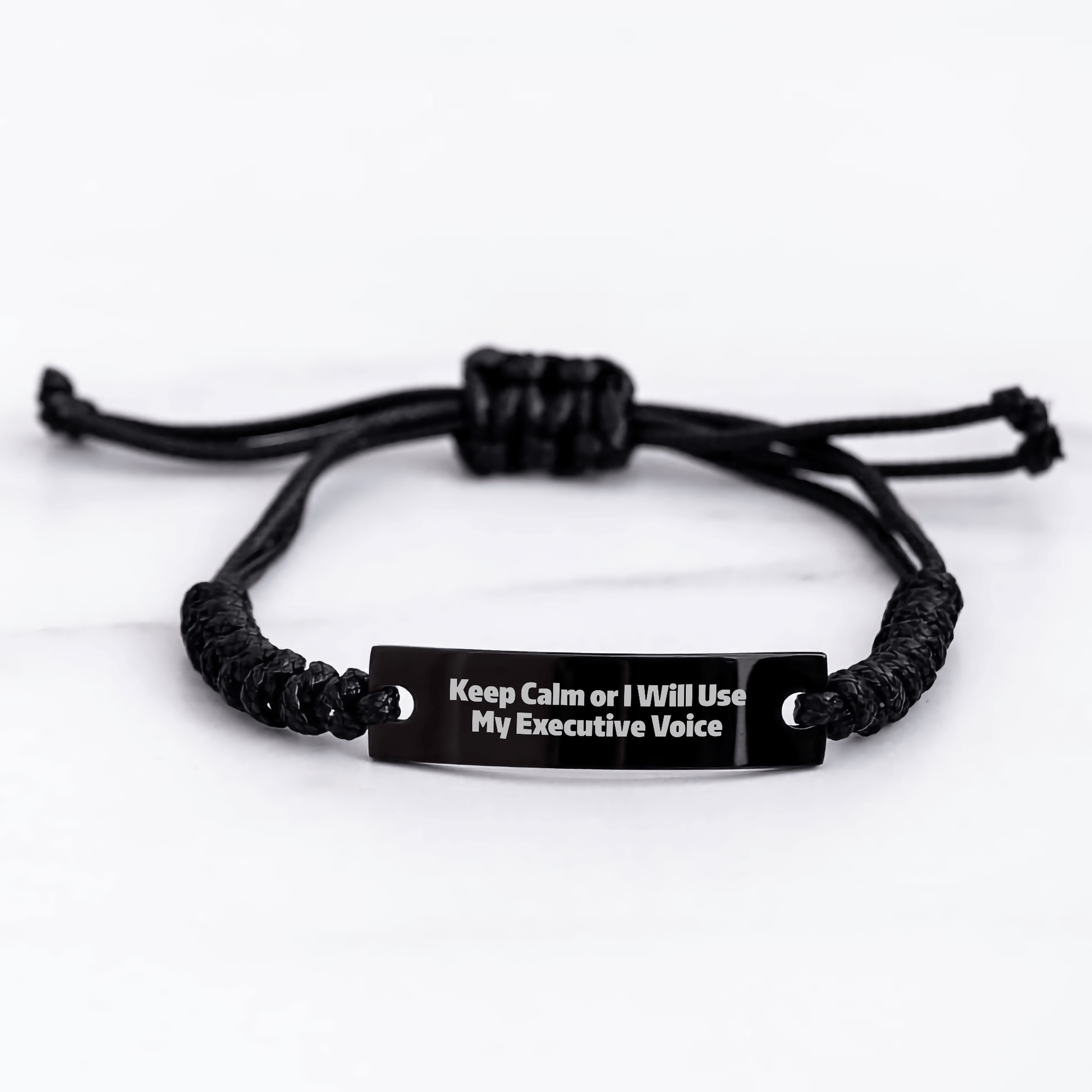 Executive Rope Bracelet, Funny Quote 'Keep Calm Or I Will Use My Executive Voice', Adjustable Graduation Gifts for Men, Women, Friends, Coworkers, Family - Victory Thru Vision