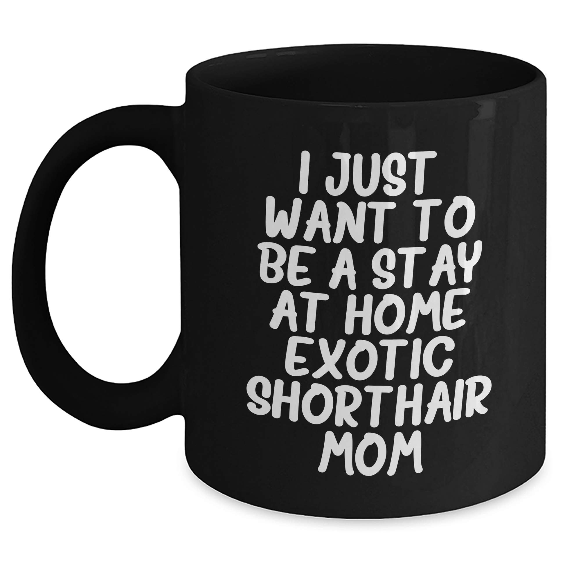Exotic Shorthair Cat Mom's Funny Black Coffee Mugs Gifts for Men from Friends with I Just Want To Be A Stay At Home Exotic Shorthair Mom Quote, Father's Day Unique Gifts - Victory Thru Vision 