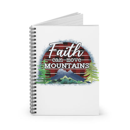 Faith Can Move Mountains Notebook, Inspirational Lined Diary, Religious Notepad for Writing - Victory Thru Vision
