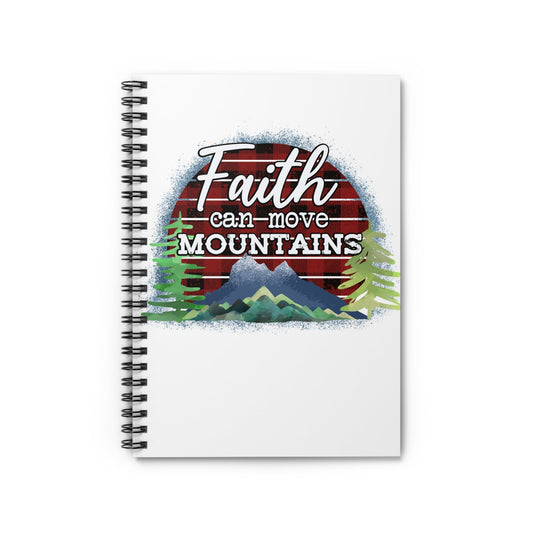 Faith Can Move Mountains Notebook, Inspirational Lined Diary, Religious Notepad for Writing - Victory Thru Vision