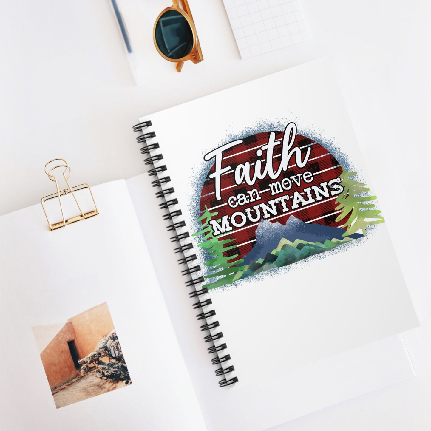Faith Can Move Mountains Notebook, Inspirational Lined Diary, Religious Notepad for Writing - Victory Thru Vision