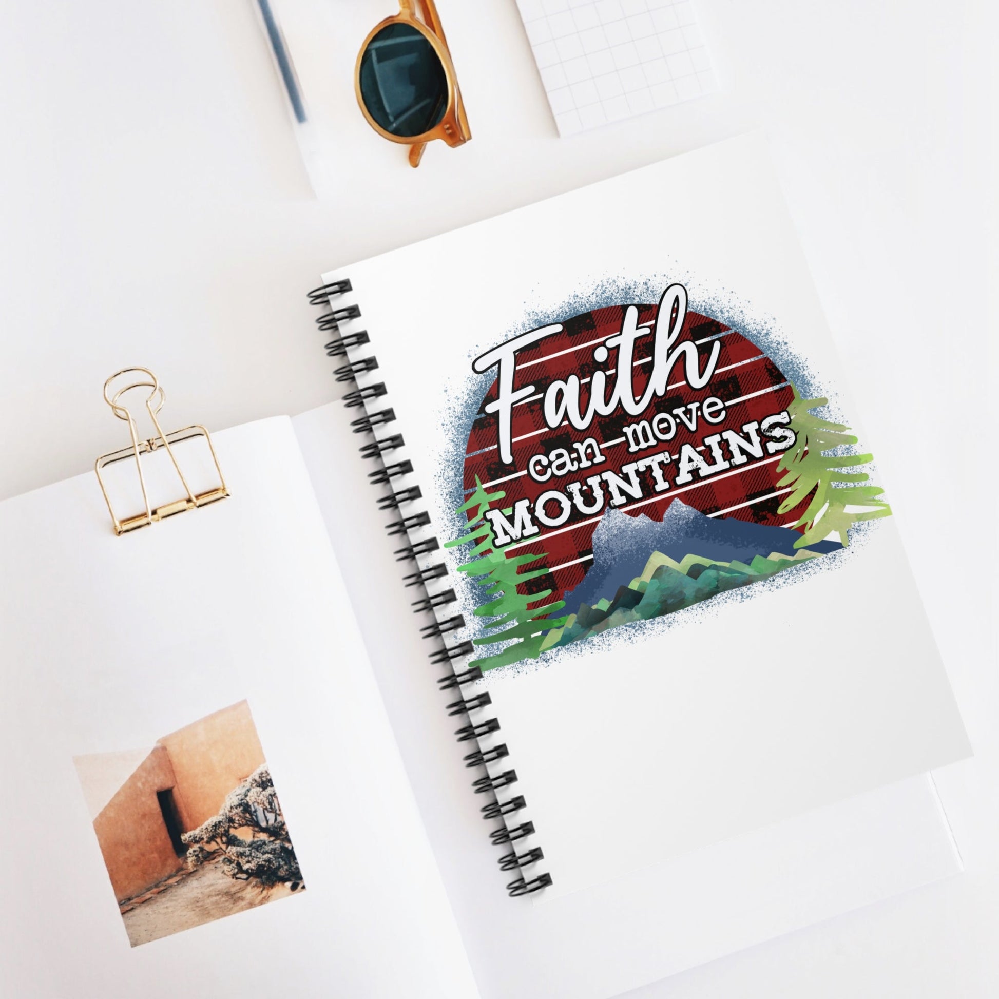 Faith Can Move Mountains Notebook, Inspirational Lined Diary, Religious Notepad for Writing - Victory Thru Vision