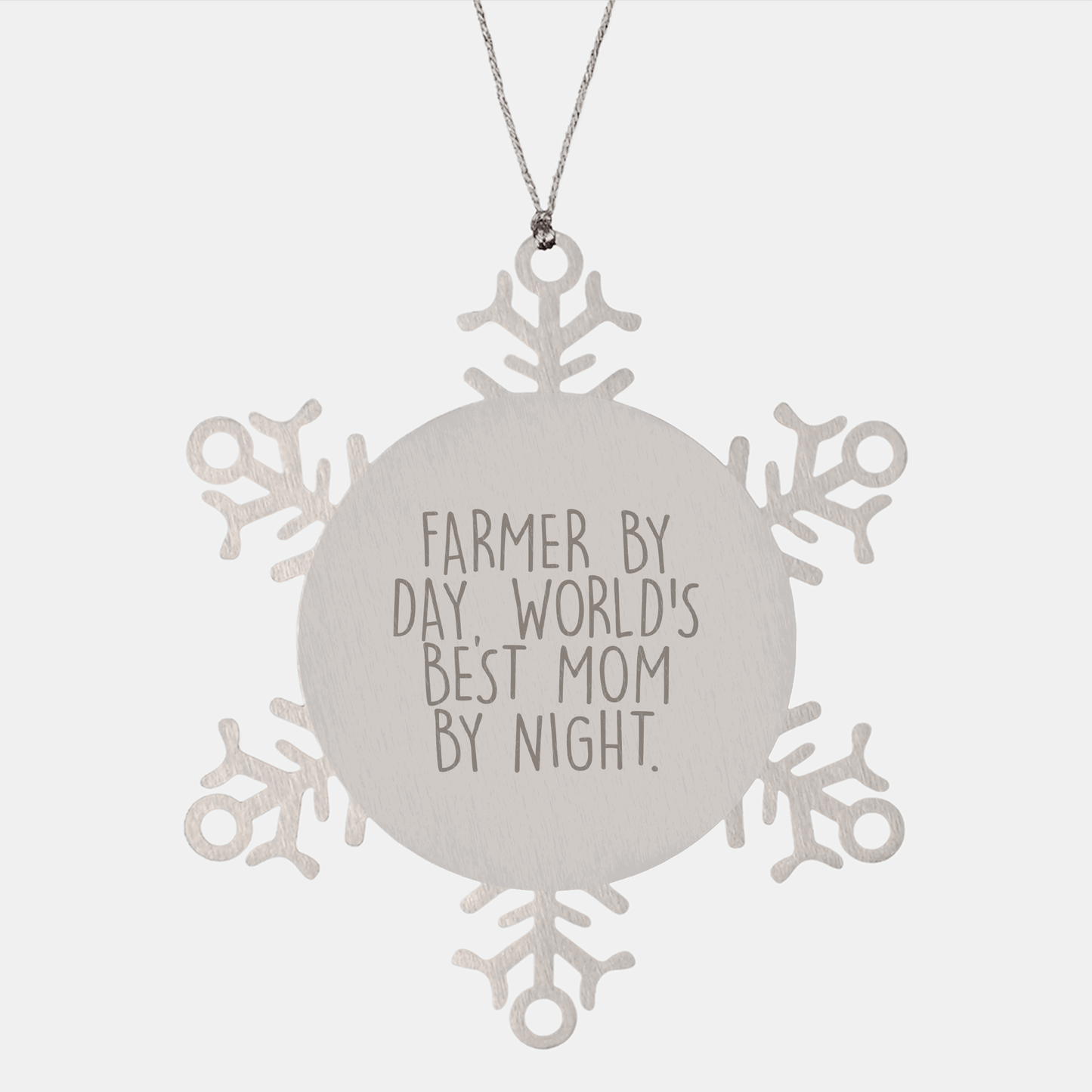 Farmer Gifts - 'Farmer By Day, World's Best Mom By Night.' Snowflake Ornament, Durable Stainless Steel, Christmas Unique Gift for Farmer, Men, or Friends - Victory Thru Vision 