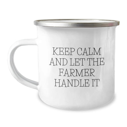 Farmer Gifts, Funny Camping Mugs, Keep Calm and Let the Farmer Handle It, Graduation Unique Gifts from Friends and Family for Farmer Men - Victory Thru Vision