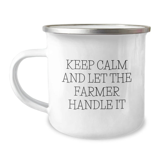 Farmer Gifts, Funny Camping Mugs, Keep Calm and Let the Farmer Handle It, Graduation Unique Gifts from Friends and Family for Farmer Men - Victory Thru Vision