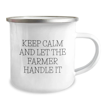 Farmer Gifts, Funny Camping Mugs, Keep Calm and Let the Farmer Handle It, Graduation Unique Gifts from Friends and Family for Farmer Men - Victory Thru Vision
