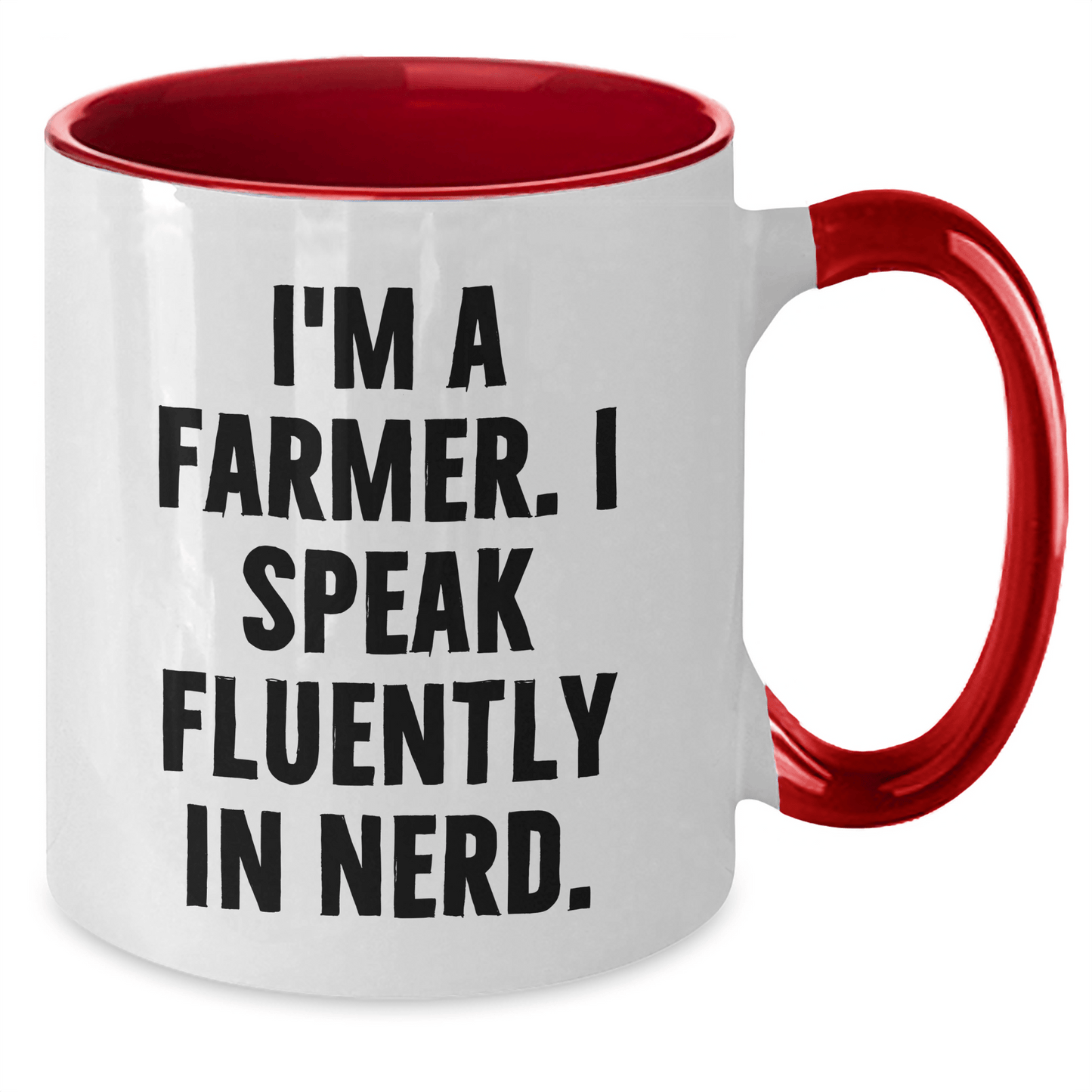 Farmer Humor Gifts from Friends and Family for Graduation Unique Mugs, 'I'm A Farmer. I Speak Fluently In genius.' Two Tone Coffee Mug, 11oz Capacity - Victory Thru Vision