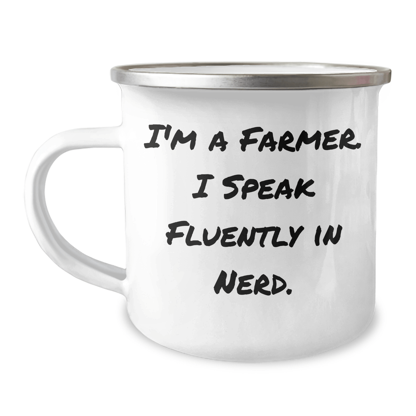 Farmer's Funny Camping Mug - Gifts from Friends for Graduation, Unique Farmers Gifts, 'I'm A Farmer. I Speak Fluently In genius.' - Victory Thru Vision