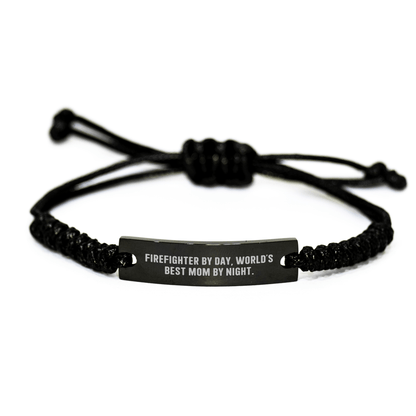 Firefighter Gifts by Day, World's Best Mom by Night, Rope Bracelet for Firefighter, Unique Father's Day Unique Gift, Gifts from Mom to Firefighter - Victory Thru Vision 