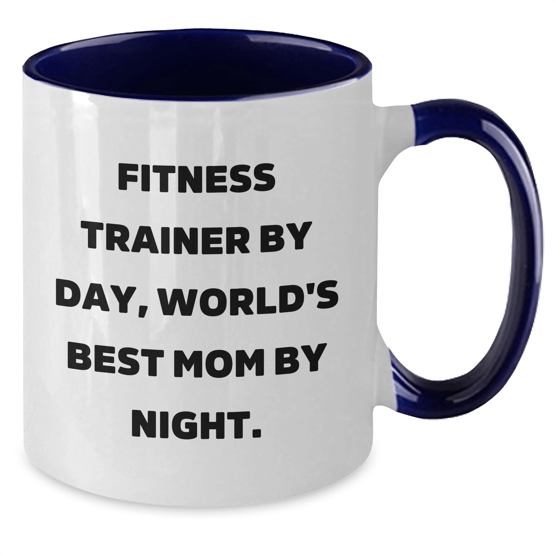 Fitness Trainer by Day, Funny Two Tone Coffee Mugs Gifts from Men for Fitness Trainer by Night, Unique Father's Day Unique Gifts - Victory Thru Vision 