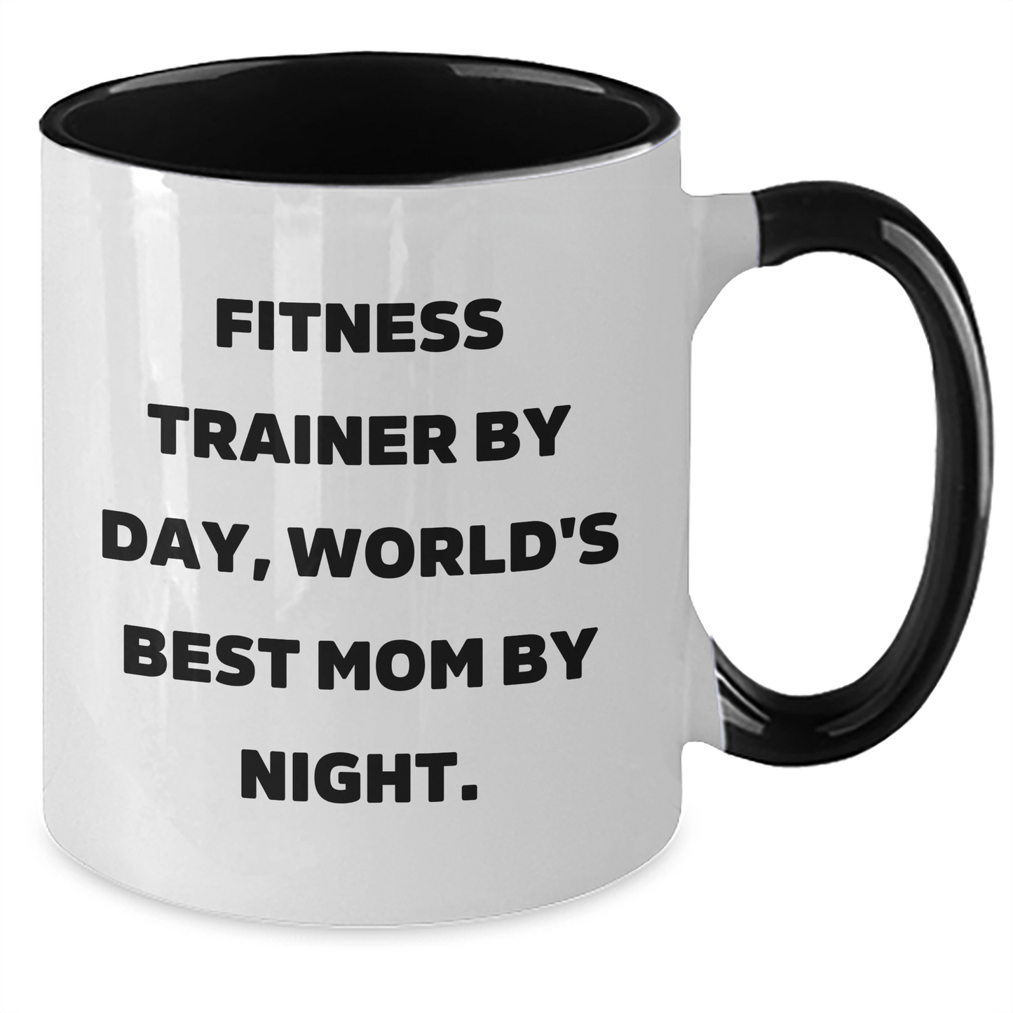 Fitness Trainer by Day, Funny Two Tone Coffee Mugs Gifts from Men for Fitness Trainer by Night, Unique Father's Day Unique Gifts - Victory Thru Vision 