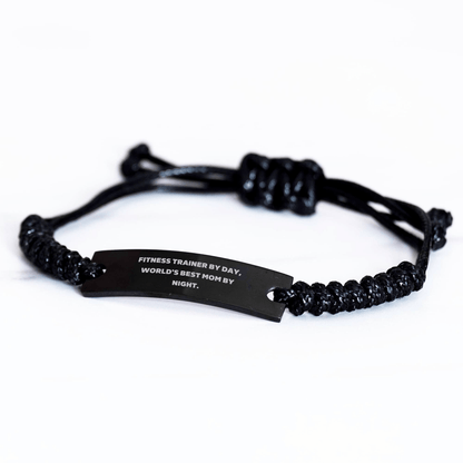 Fitness Trainer Gifts by Day, World's Best Mom by Night Rope Bracelet for Dad's Unique Birthday Unique Gift from Men - Victory Thru Vision 