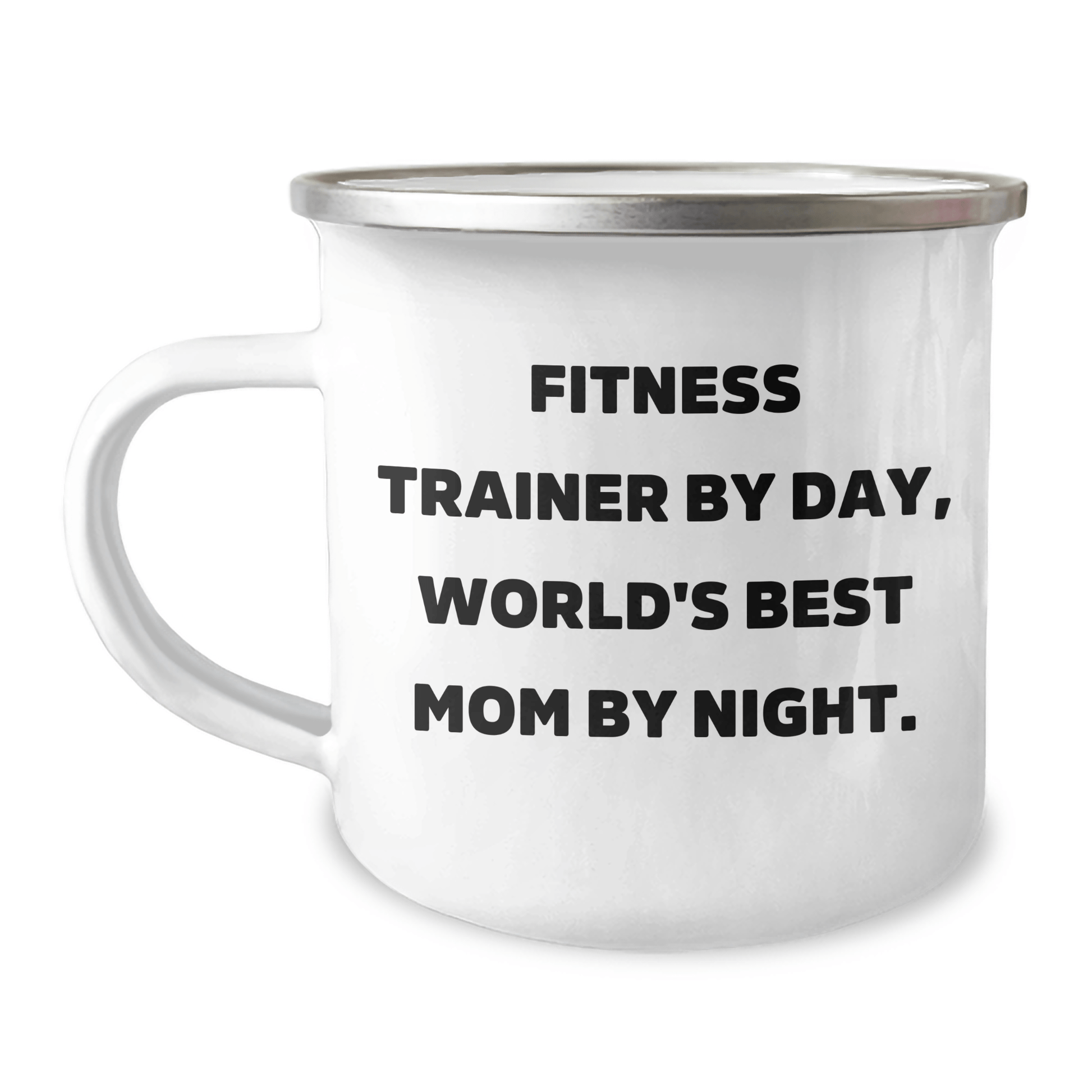 Fitness Trainer Gifts from Family - 'Fitness Trainer By Day, World's Best Mom By Night.' Camping Mug for Dad on Father's Day, Funny Humor, Unique Gift - Victory Thru Vision 
