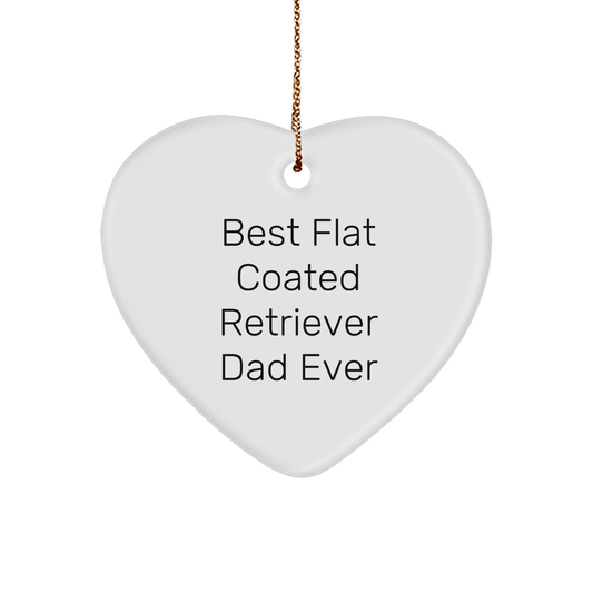 Flat Coated Retriever Dog Dad Gifts, Heart Ornament, 'Best Flat Coated Retriever Dad Ever', Christmas Unique Gifts from Friends, Family, or Coworkers to Flat Coated Retriever Dog Lovers - Victory Thru Vision 