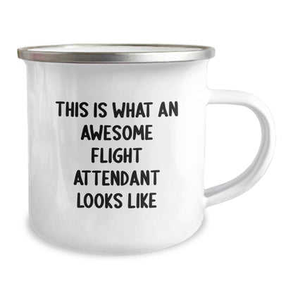 Flight Attendant Gifts from Friends, Family, Coworkers - Funny Camping Mug for Graduation - 'This Is What An Awesome Flight Attendant Looks Like' Quote - Victory Thru Vision