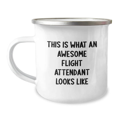 Flight Attendant Gifts from Friends, Family, Coworkers - Funny Camping Mug for Graduation - 'This Is What An Awesome Flight Attendant Looks Like' Quote - Victory Thru Vision