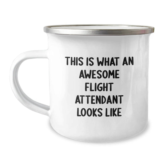 Flight Attendant Gifts from Friends, Family, Coworkers - Funny Camping Mug for Graduation - 'This Is What An Awesome Flight Attendant Looks Like' Quote - Victory Thru Vision