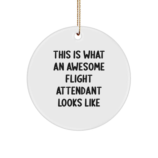 Flight Attendant Gifts from Friends - Funny Circle Ornament This Is What An Awesome Flight Attendant Looks Like - Victory Thru Vision