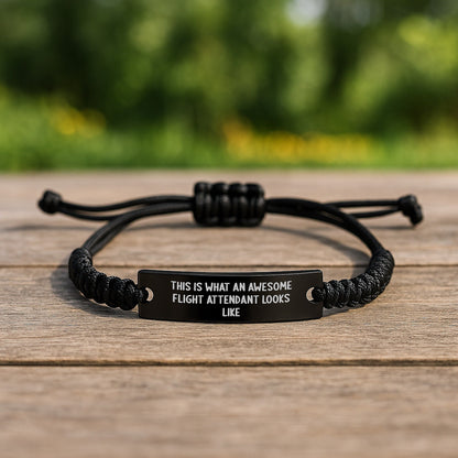 Flight Attendant Gifts - Inspiring Rope Bracelet, Gifts from Friends, for Awesome Flight Attendants, Graduation Unique Gifts - Victory Thru Vision