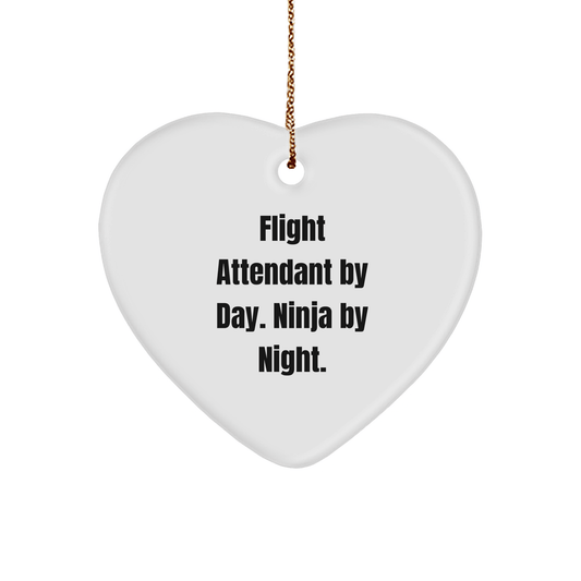 Flight Attendant Ninja Heart Ornament, Funny Gifts from Friends and Family for Christmas - Victory Thru Vision