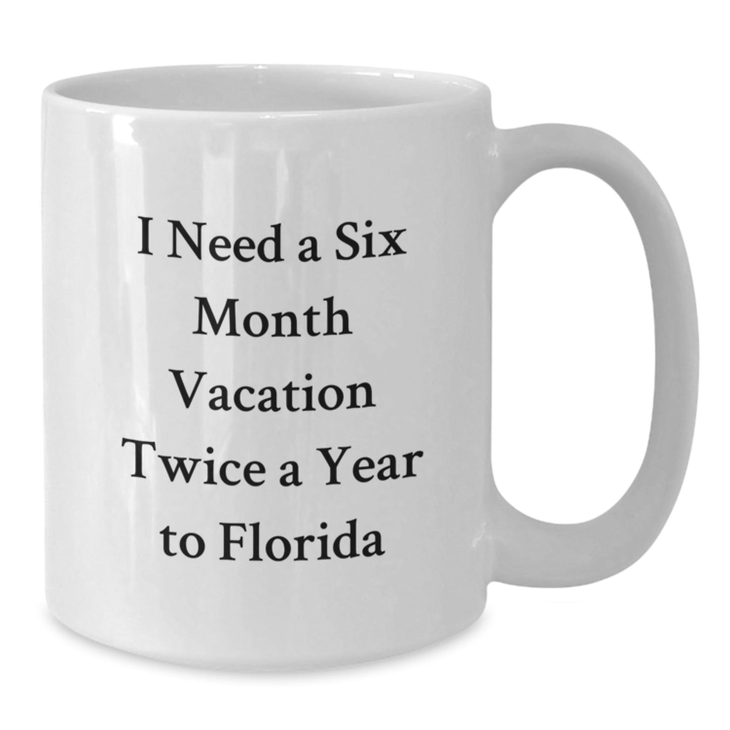 Florida White Coffee Mug I Need A Six Month Vacation Twice A Year To Florida Inspirational Graduation Gifts for Friends from Florida - Victory Thru Vision