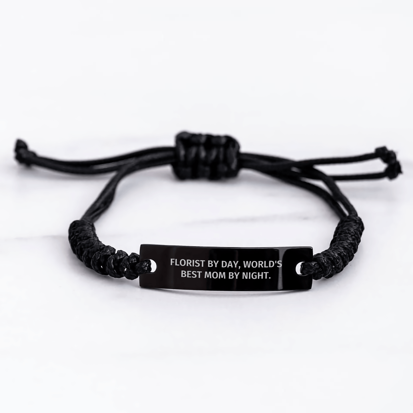 Florist By Day, World's Best Mom By Night. Funny Florist Gifts Rope Bracelet from Florist to Men, Unique Father's Day Unique Gifts for Florist - Victory Thru Vision 