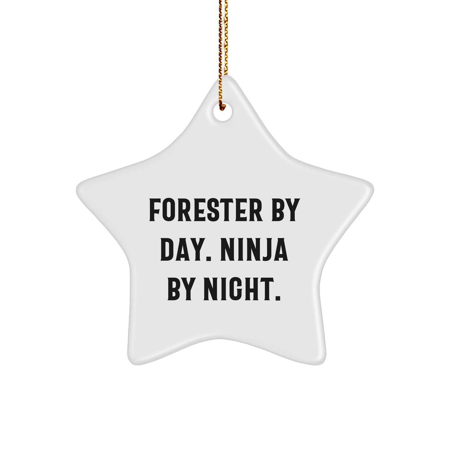 Forester Gifts from Friends, Christmas Star Ornament, Funny Quote 'Forester By Day. Ninja By Night.' for Men, Women, or Family - Victory Thru Vision